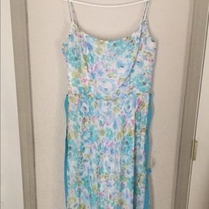 Scarlet Spaghetti Strap Floral Belted Summer Dress